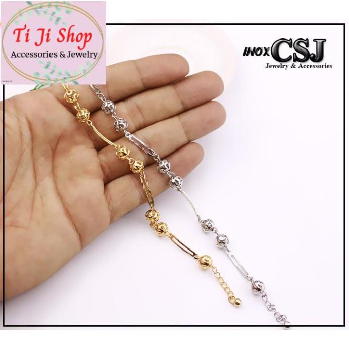 LẮC TAY NỮ TRÁI CHÂU INOX CÁCH ĐIỆU - đẹp, không đen,