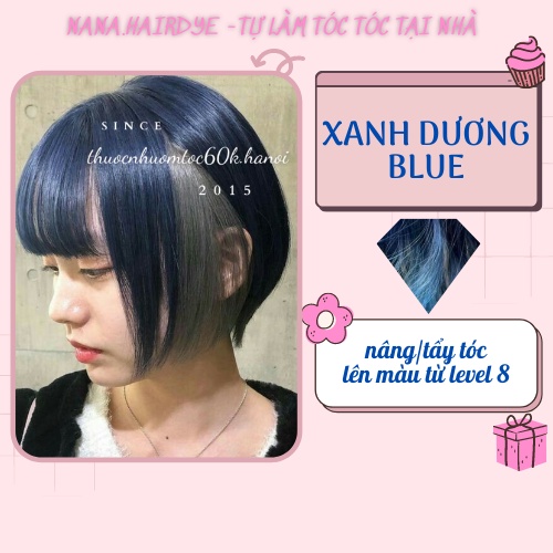 (Tẩy) Thuốc nhuộm tóc màu Xanh Dương, Xanh Blue, Xanh Nước Biển kèm trợ dưỡng găng tay