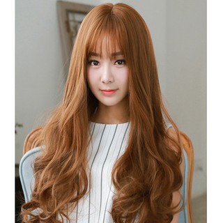 Bộ Tóc Xoăn Lọn Mái Thưa Nâu Vàng MHS33