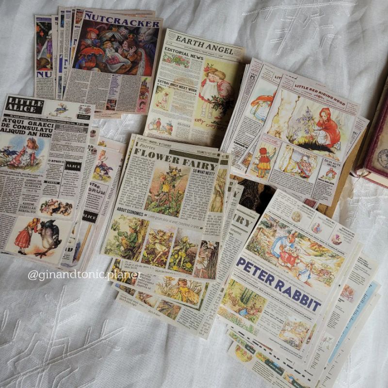 Set 10 tấm giấy nền trang trí fairy tale dùng decor sổ bullet journal - ginandtonic