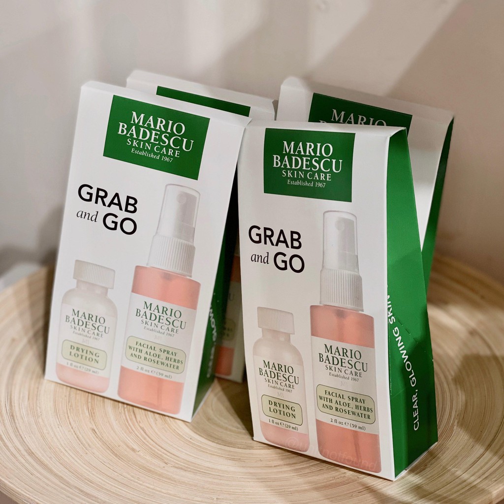 [Tách set] Bộ Dưỡng Da Làm Giảm Mụn Mario Badescu Grab and Go: Drying Lotion, Facial Spray