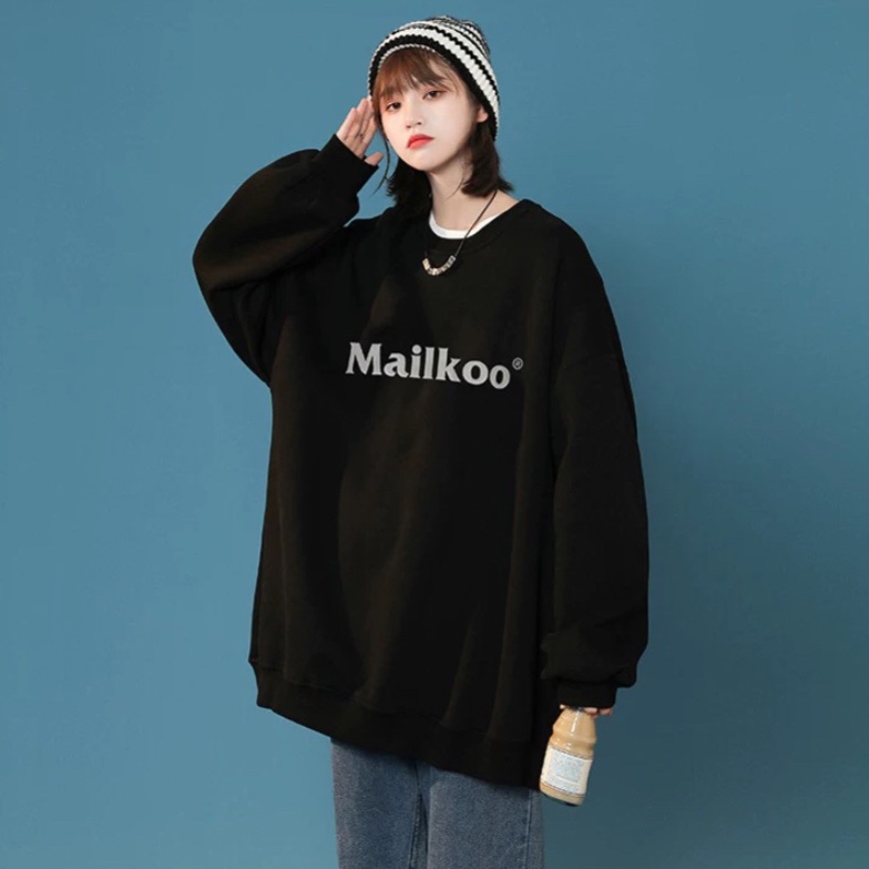 Áo khoác nỉ  Áo sweater màu đen nam nữ đẹp form rộng Unisex chất nỉ ngoại dày dặn - LUXCY