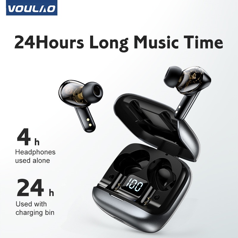 VOULAO-vl5 Tai nghe chống ồn Bluetooth 5.0 Tai nghe trò chơi âm thanh nổi HiFi với Mic