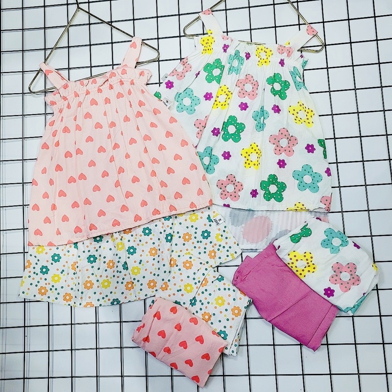 Bộ hai dây đũi hoa nhí cho bé gái 8-20kg nhiều hoạ tiết siêu mát M201