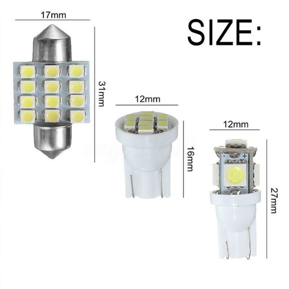 Set 13 Đèn LED SMD Ánh Sáng Trắng Siêu Sáng Gắn Trần Xe Ô Tô