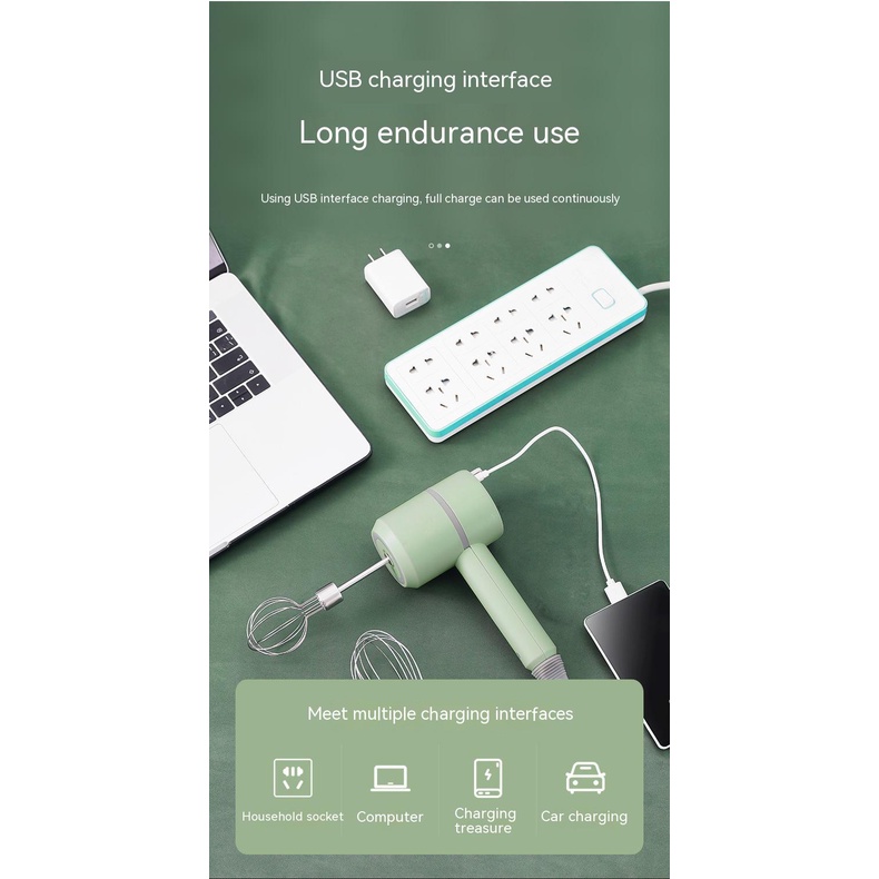 Máy Đánh Trứng / Khuấy Kem Tự Động Không Dây Mini Cầm Tay Có Thể Sạc Lại