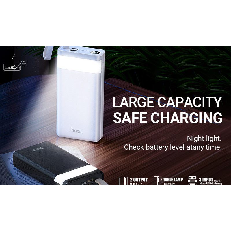 ⚡NowShip⚡ Pin Sạc Dự Phòng 30000 mAh Hoco J73 Tích Hợp Đèn Bàn Đèn Led HIển Thị Kỹ Thuật Số 2 Cổng USB Chính Hãng