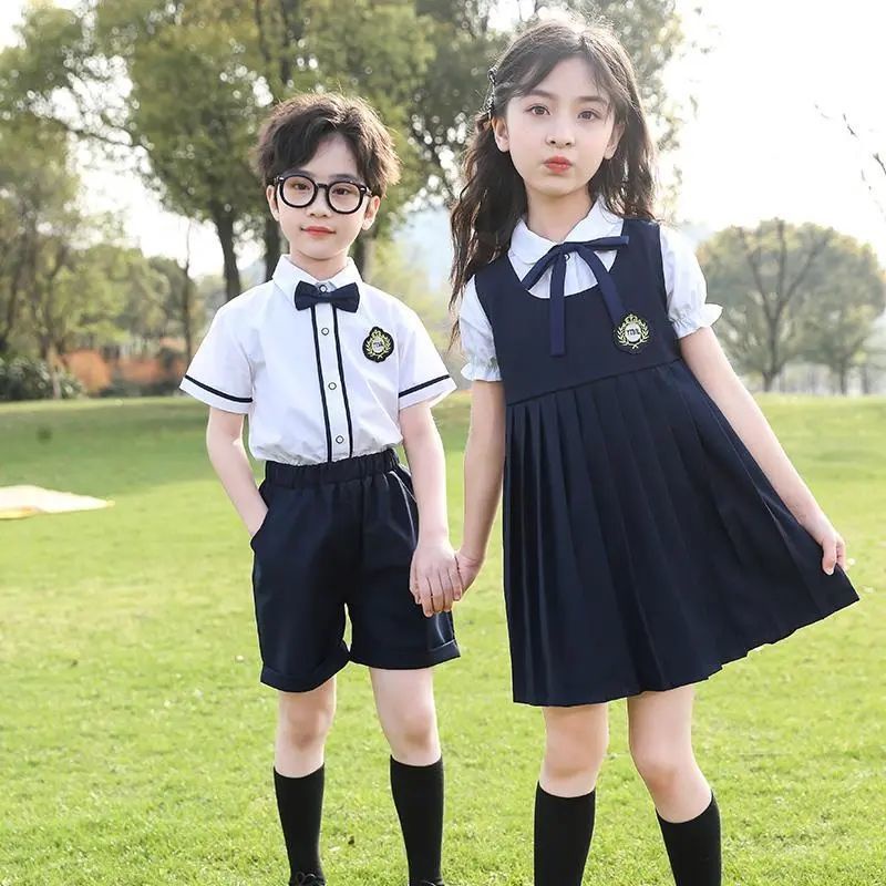❀Mẹ Baby❀ Bộ Đồng Phục Học Sinh Tay Ngắn Phong Cách Hàn Quốc Thời Trang Mùa Hè Xinh Xắn Cho Bé