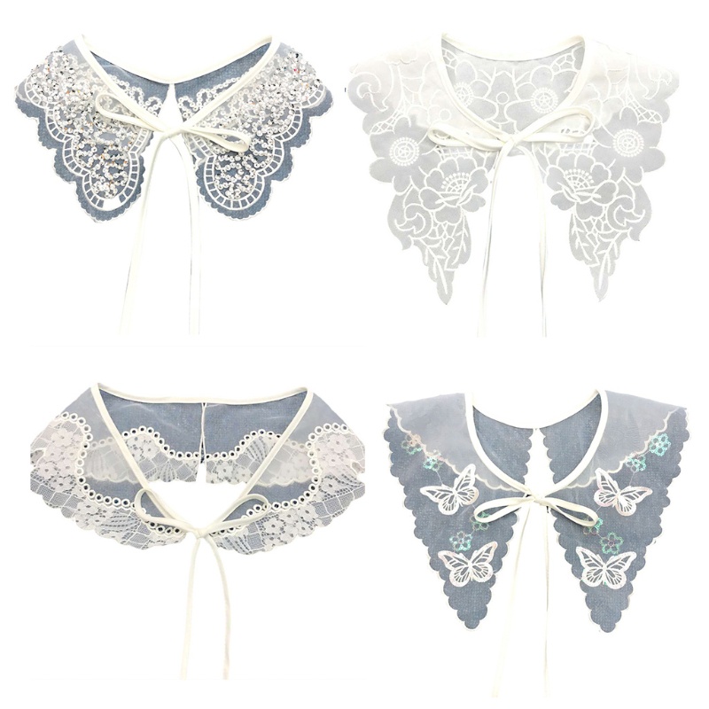 Cổ áo sơ mi giả thêu họa tiết bướm xinh xắn cho nữ
 | BigBuy360 - bigbuy360.vn