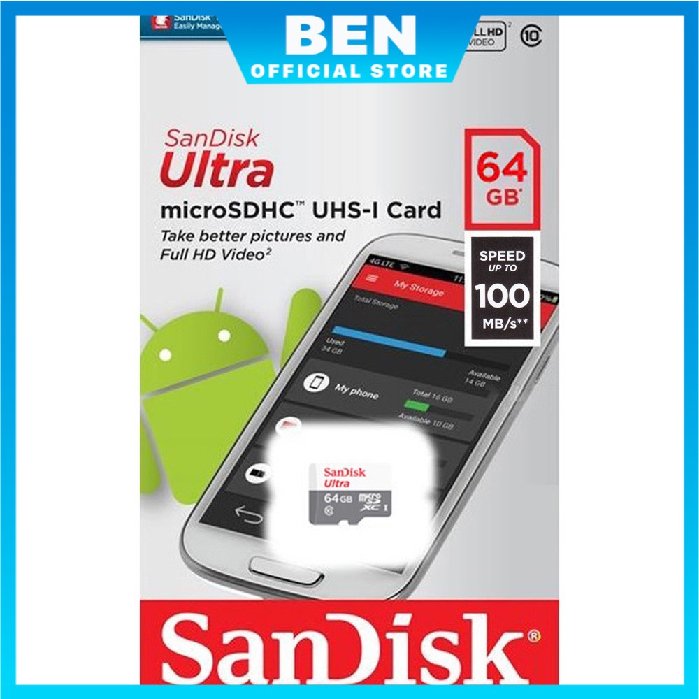 Thẻ Nhớ MicroSDXC SanDisk Ultra 64GB 100MB/s 667x SDSQUNR-064G-GN3MN