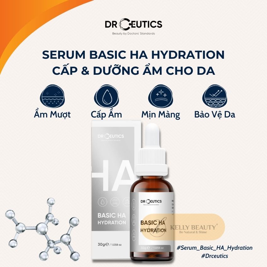 Serum Basic HA Hydration Drceutics - Cấp Ẩm, Nuôi Dưỡng; Da Căng Bóng, Mềm Mịn - Cho Da Dầu Mụn | Kelly Beauty
