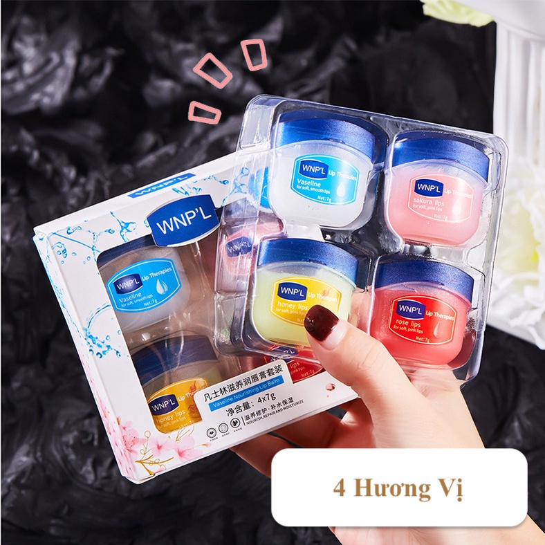 Dưỡng Môi Dưỡng Ẩm Chống Nẻ 4 In 1 Hũ 7g*4, Chăm Sóc Da Cấp Ẩm Giảm Thâm Làm Hồng Môi Dành Cho Da Khô