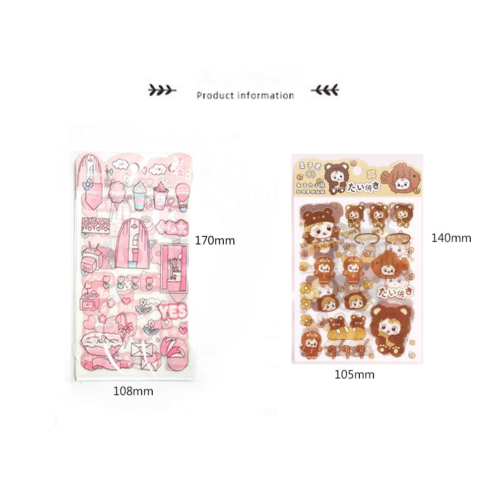 Set 4 miếng dán trang trí đồ thủ công hình nhân vật hoạt hình đáng yêu