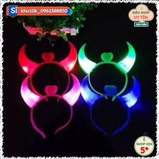 Bờm sừng trâu đèn led phát sáng - hóa trang ác quỷ dành cho Halloween, Trung thu, trại hè, cắm trại - Băng đô cài tóc