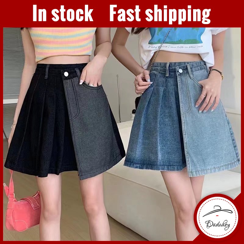 Chân váy Daduhey 2022 thời trang hè có size lớn chất liệu denim dài một nửa bất đối xứng kiểu Hàn Quốc dành cho nữ
