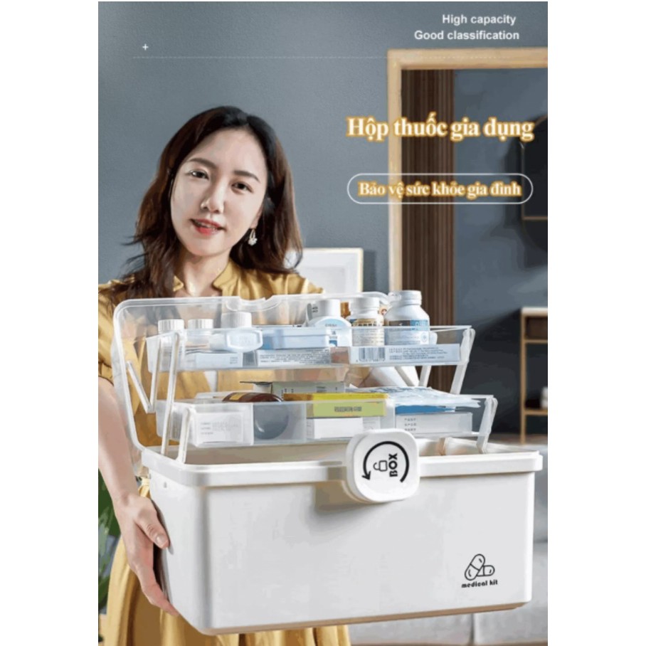 Hộp đựng thuốc dụng cụ sơ cứu gia đình Medical Kit PPJapan size Lớn