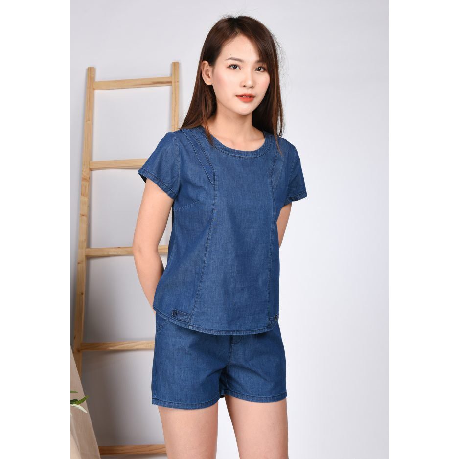 SET đồ JEAN mặc nhà chất liệu jean siêu mềm, thoáng mát -  dáng áo cộc quần short tinh tế, cá tính