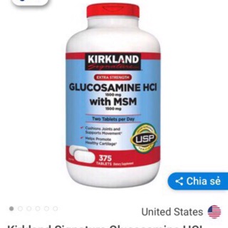 (hàng chính hãng /date 2023) viên uống xương khớp glucosamine Kirkland 375 viên