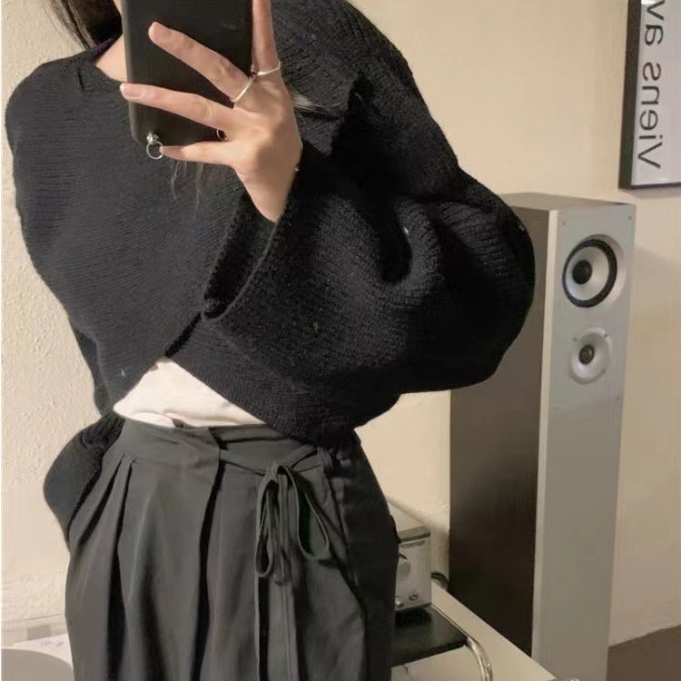 Áo sweater SUXI dệt kim dáng rộng màu sắc đơn giản phong cách Hàn Quốc thời trang mùa thu cho nữ