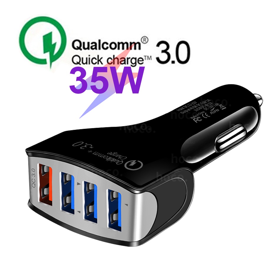 Cốc sạc nhanh Hoco 35w 4 usb qc 3.0 chuyên dụng cho xe hơi