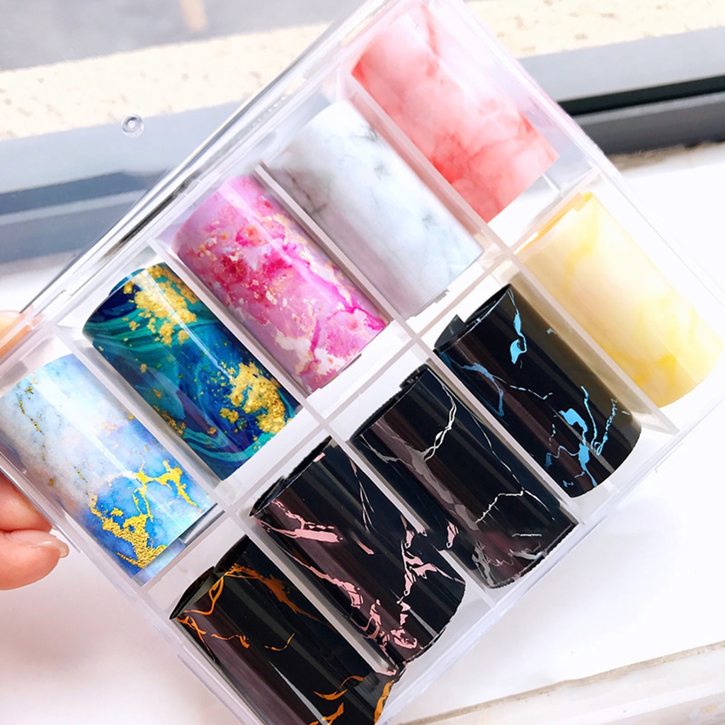 [Hàng mới về] Hộp 10 cuộn miếng dán móng tay nghệ thuật