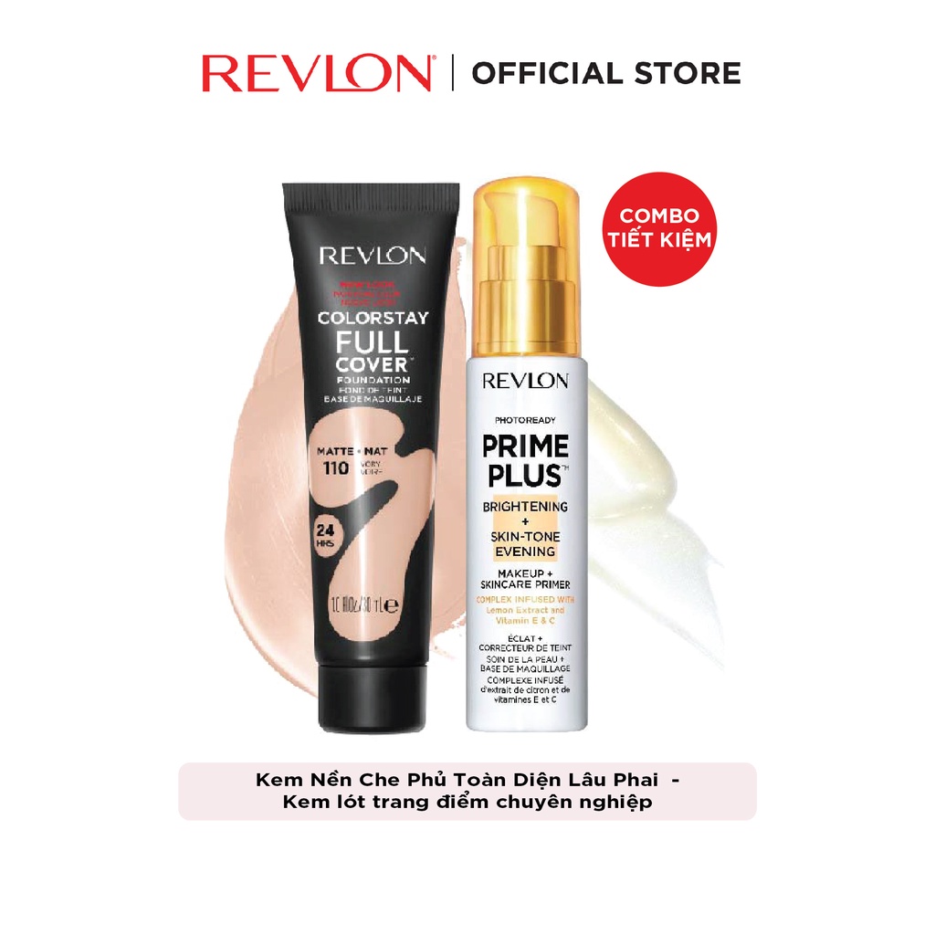 [Combo] Kem Nền Che Phủ Toàn Diện Lâu Phai Revlon Full Cover Foundationl và Kem lót trang điểm chuyên nghiệp Prime Plus