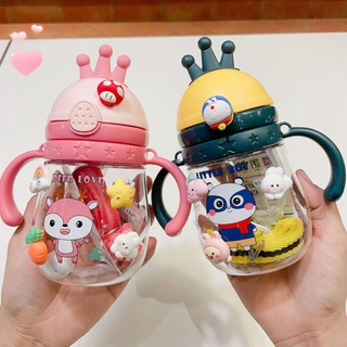 Bình nước cho bé bình đựng nước cute có ống hút 370ml