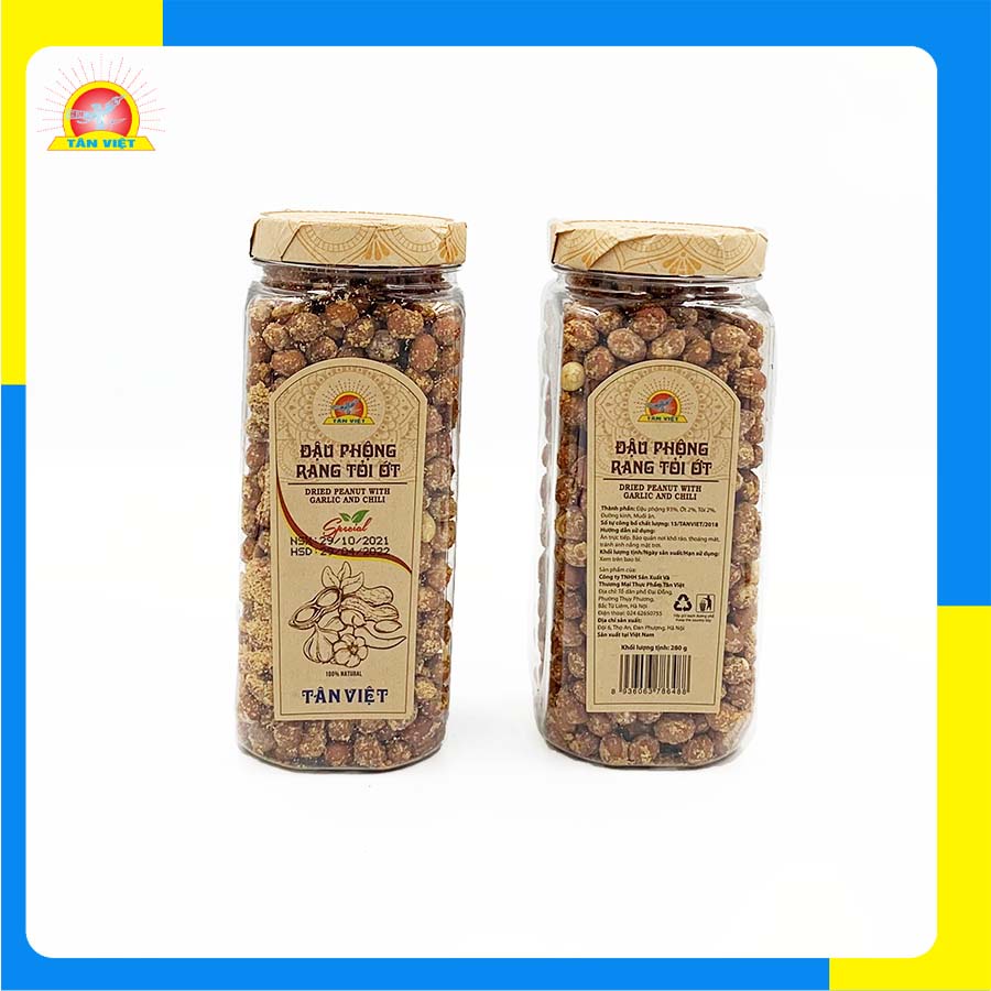 Đậu Phộng Rang Tỏi Ớt TÂN VIỆT Ăn Vặt Thơm Ngon Hũ 250g