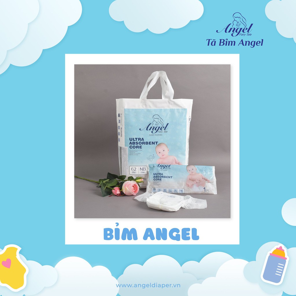 [Giảm Đến 40K] Tã Dán ANGEL Bao Bì Xanh Ultra Absorbent Core Cao Cấp Đủ Size Từ Sơ Sinh NB62- S58-M54-L50-XL46