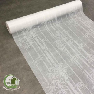 Giấy dán kính cây tre cây trúc màu trắng - [ 50cm x khổ 90cm ] - có sẵn keo