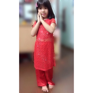 ÁO DÀI REN CHO BÉ + quần phi bóng