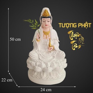 Tượng bồ tát quan âm cao 50cm – ngồi – màu trắng 030tn-qta - tuong bo tat quan am