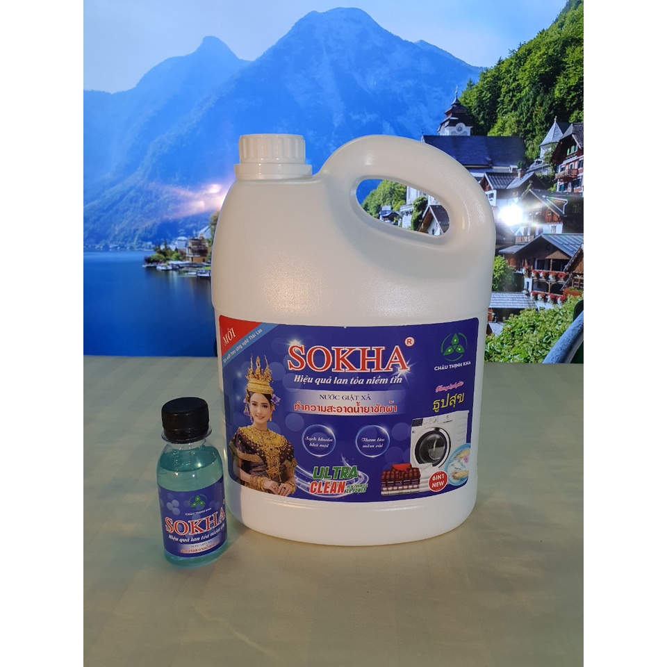 Nước giặt xả SOKHA Tẩy mạnh hương hoa 3,8kg - Công nghệ THÁI LAN - Diệt khuẩn - trắng sáng