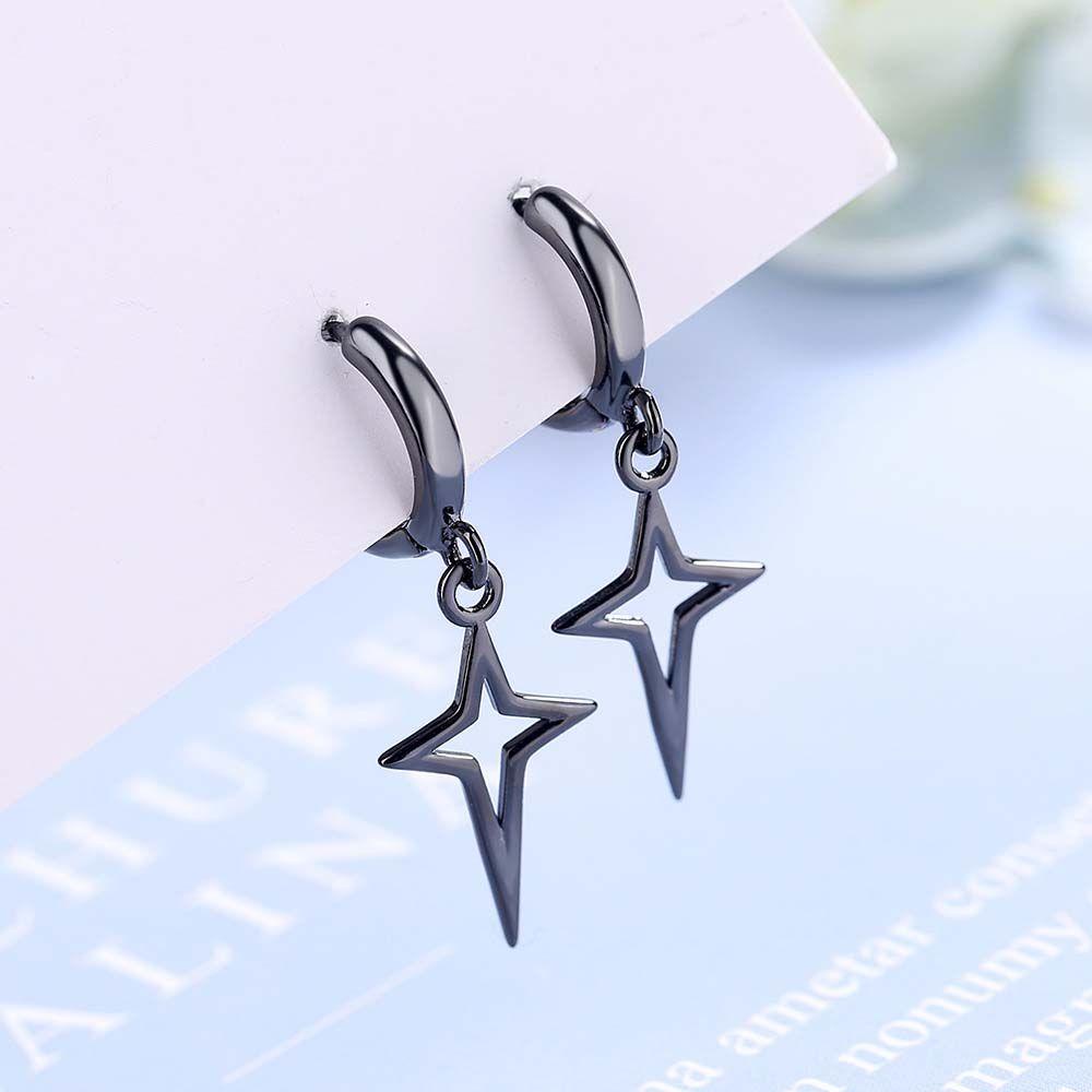 Khuyên Tai Ngôi Sao / Thánh Giá Phong Cách Gothic Cho Nam|Bông Tai Chữ Thập Màu Sắc Thời Trang|Khuyên Tai Màu Đen Thời Trang Cho Nữ