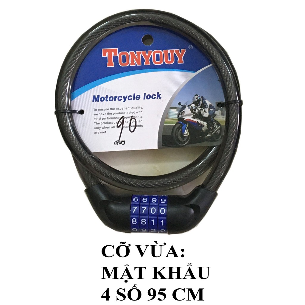 Khóa dây mật khẩu 4 số hoặc 5 số chống trộm xe máy, xe đạp, khóa cửa (có thể đổi mật khẩu)