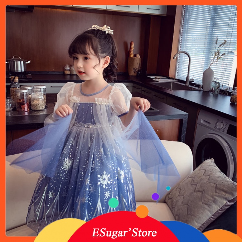 DISNEY Đầm Hóa Trang Công Chúa Elsa Trong Phim Frozen 2 Đính Kim Sa Đáng Yêu Cho Bé Gái Dịp Halloween