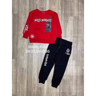 Bộ nỉ bông người nhện đen đỏ bé trai