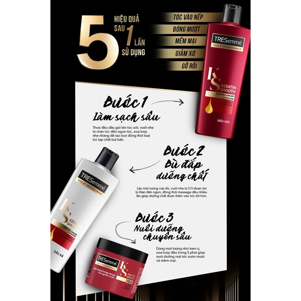 Dầu gội TRESEMME Keratin Smooth 650g ( Đỏ)