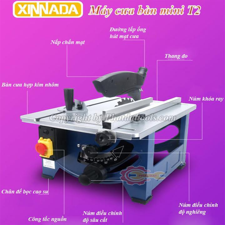 Máy cưa bàn trượt mini XINNADA T2-Hàng nội địa chính hãng-Công suất khủng 1800W-Bảo hành Toàn Quốc 6 tháng