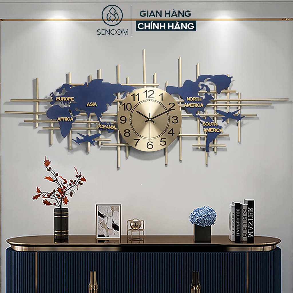 Đồng hồ treo tường nghệ thuật SENCOM thiết kế phong cách Bắc Âu decor trang trí nhà cửa mã 2115