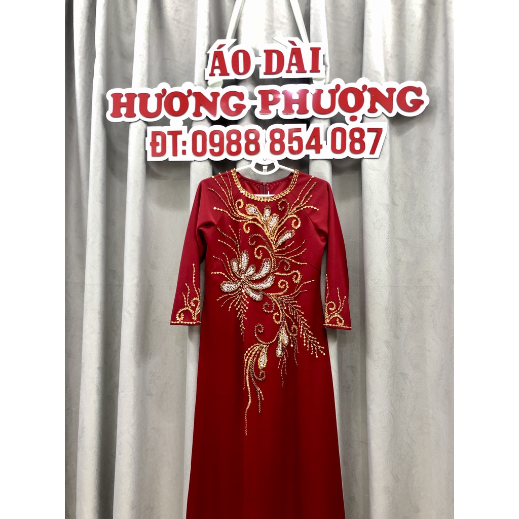 ÁO DÀI TRUNG NIÊN LỤA ĐỎ SAKE CAO CẤP