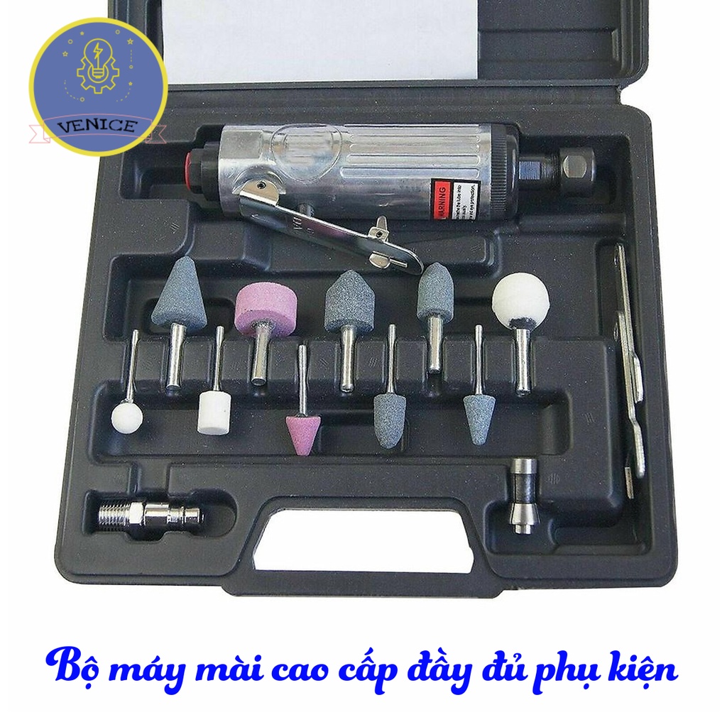 Bộ máy mài lốp cao cấp VENICE - Đầy đủ 12 món phụ kiện - Tặng 10 đầu đá mài - Dùng máy nén khí - Bảo hành 12 tháng