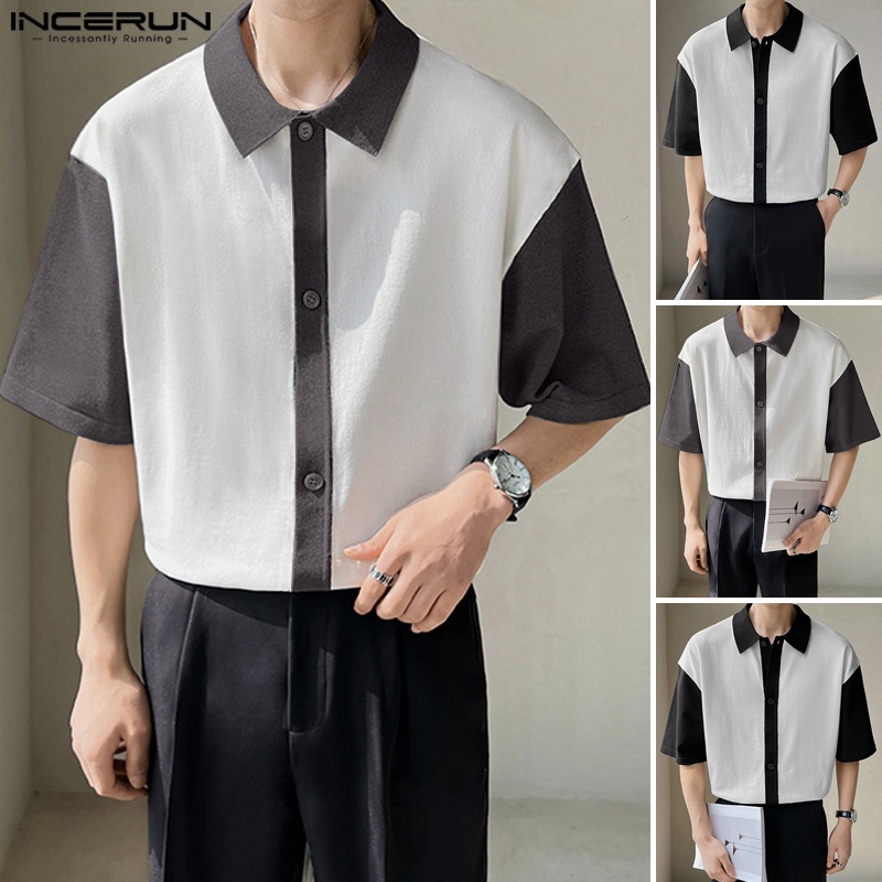 Áo sơ mi nam INCERUN tay ngắn dáng rộng cài khuy thời trang