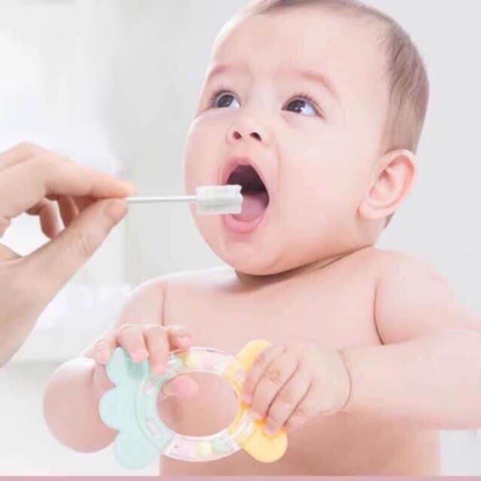Rơ lưỡi vệ sinh cho bé Tưa lưỡi V-cool que giấy gạc 2 lớp xoắn 3D - 2X MART