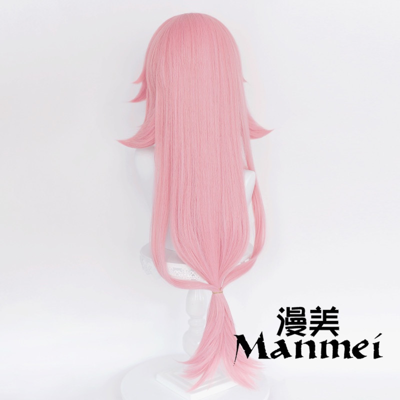 Manmei Genshin Impact Yae Guuji Cosplay 85cm Wig Pink Wig Cosplay Anime Cosplay Wigs Heat Resistant Synthetic Wigs Hair Halloween