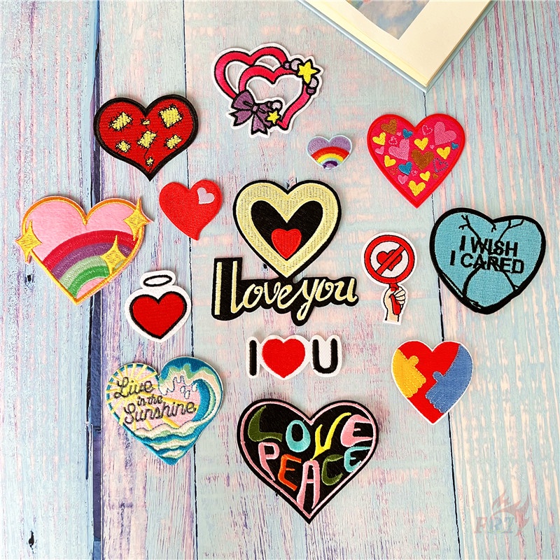 ♥ Miếng Dán Ủi Hình Trái Tim ♥ 1 Sticker Ủi Thêu Hình Ngôi Sao Cầu Vồng