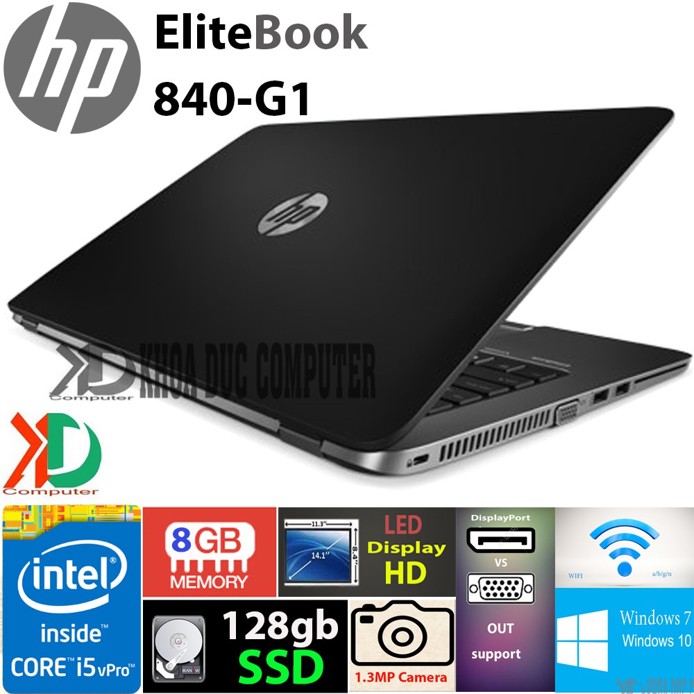 Máy tính xách tay HP EliteBook 840-G1 Core i5-4300/8GB Ram/128gb SSD/ 14" HD vỏ nhôm siêu đẹp 99%