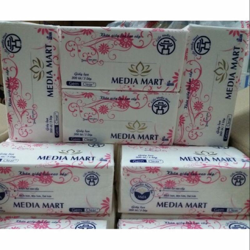 COMBO 10 GÓI RÚT LỤA MEDIAMART 300 tờ 3 LỚP SIÊU MỀM MỊN VÀ DAI