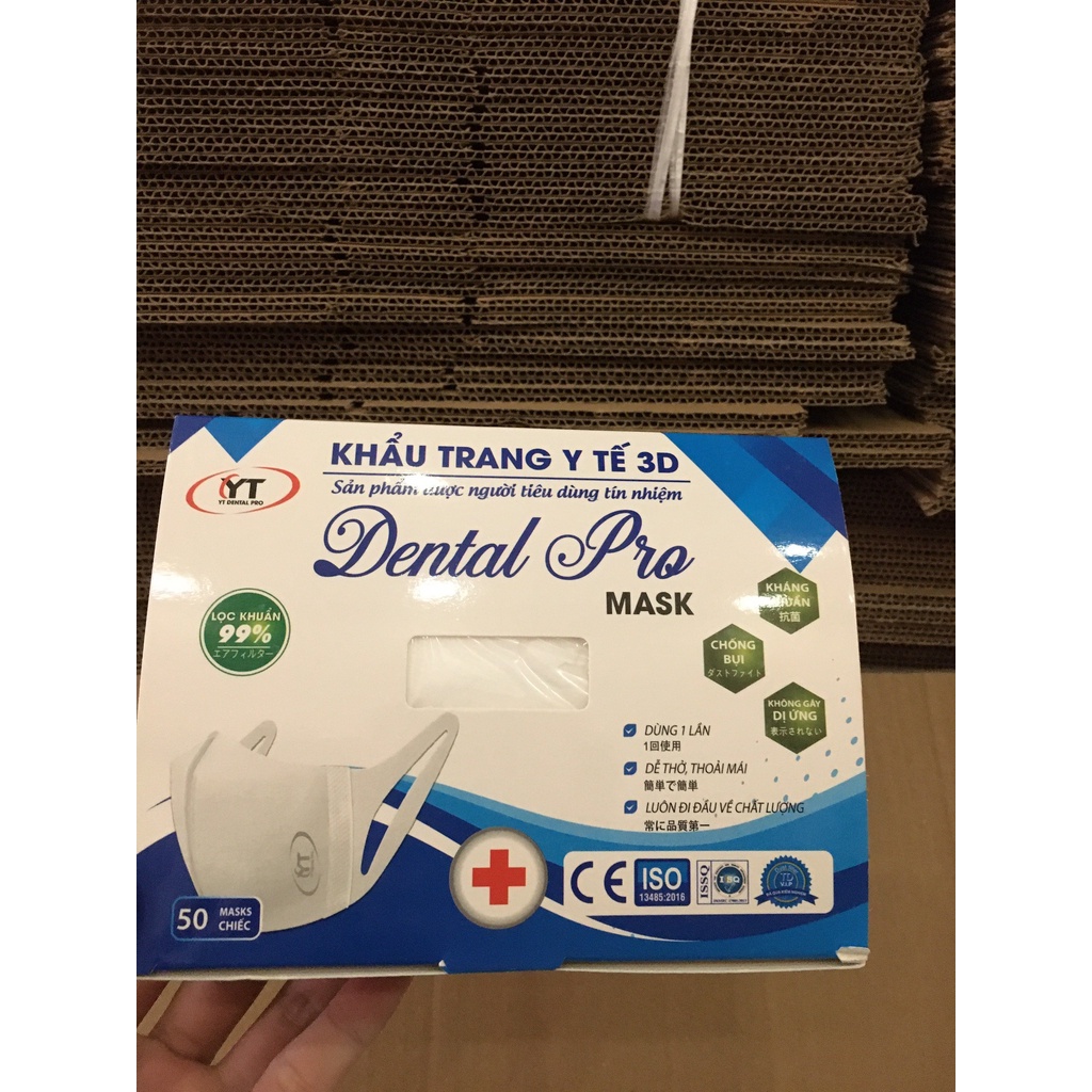 Khẩu trang 3D Dental Pro Mask cao cấp công nghệ Nhật hộp đóng 50 cái chống bụi