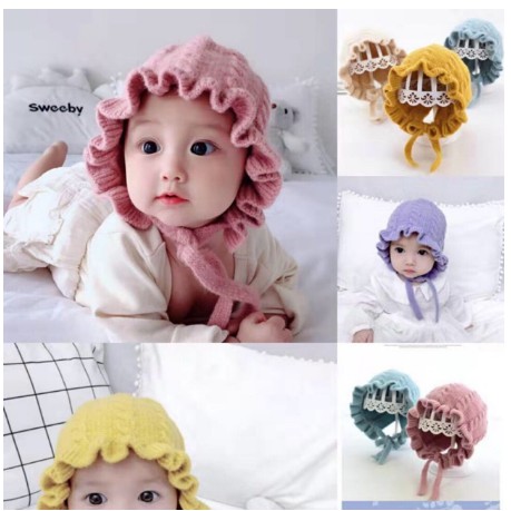 Nón Len Bèo Tiểu Thư Cho Bé, Mũ Len Bèo Siêu Cute Mẫu Mới Cho Bé Trai Bé Gái